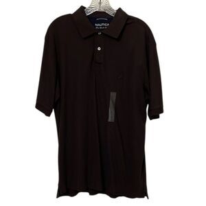 Nautica Brown Pullover Polo Shirt Mens Size Large Short Sleeves Casual NEW